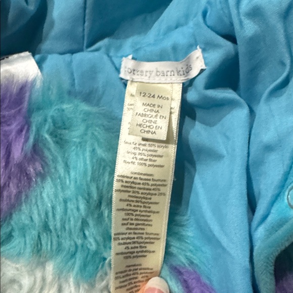 SULLY COSTUME pottery barn kids Fuzzy Blue and Purple Monster Costume - Picture 2 of 7